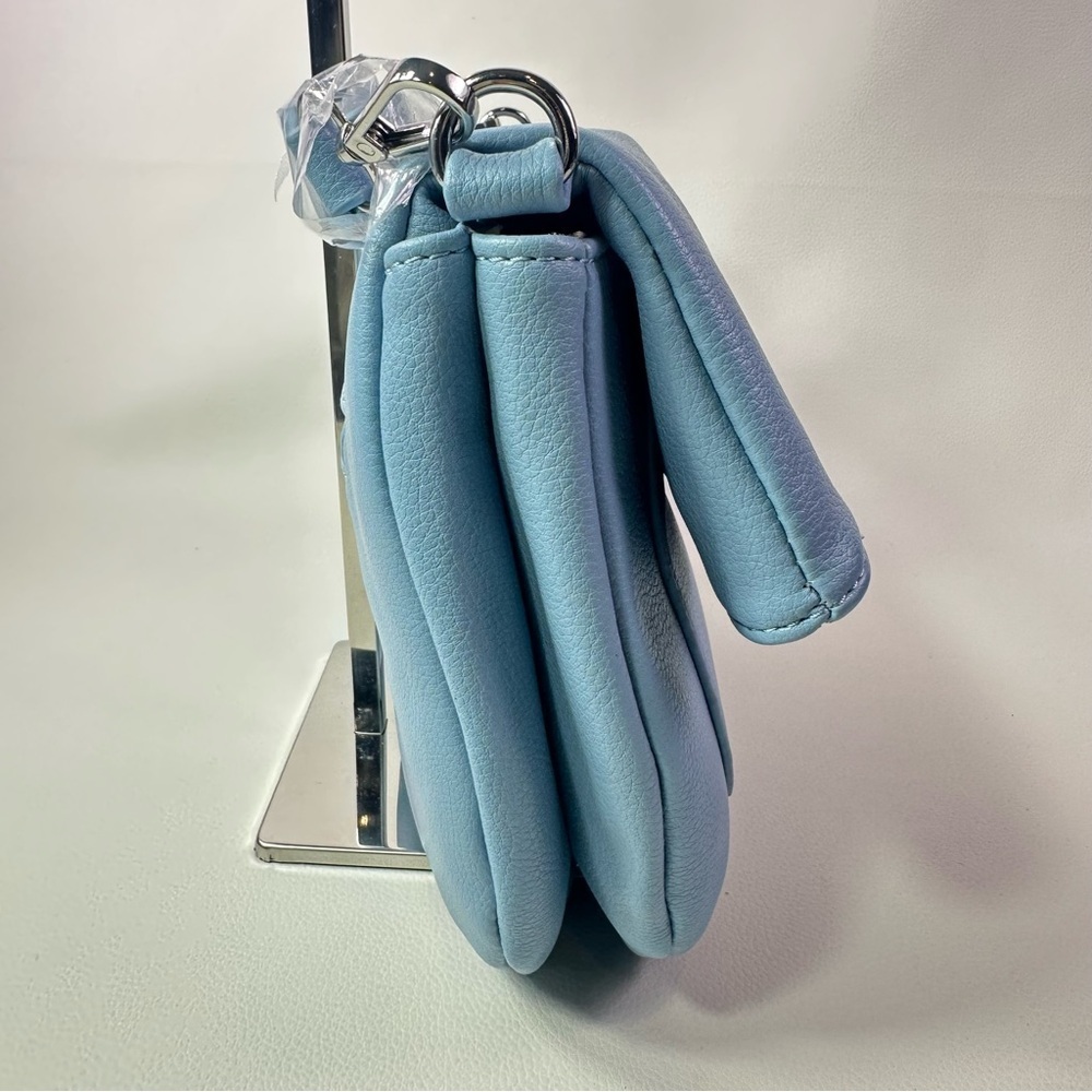 WOMEN’S NEW MODA LUXE VEGAN LEATHER BLAKE CROSSBODY SKY BLUE - Picture 10 of 13